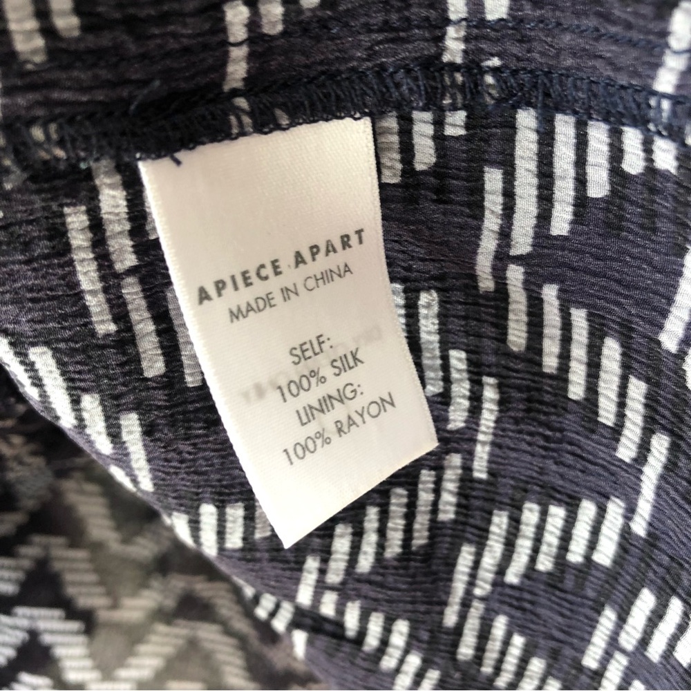 APIECE APART Textured 100% Silk Geometric Ruffle Peplum Button Front Blouse 8 - Picture 8 of 8